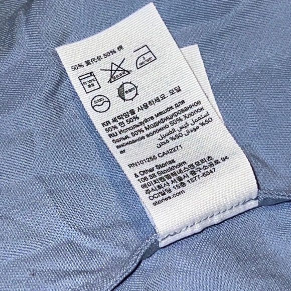 & Other Stories Mini Button Up Cotton Dress Women Size 2 Short Dress Light Blue - Picture 13 of 16